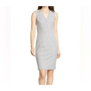 Ted Baker Avriild Check Plaid V-Neck Sleeveless Dress Charcoal Gray Size 3 (US 8